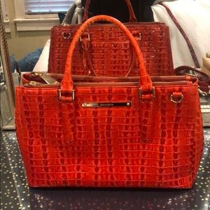 Brahmin Orange Faux Snakeskin Purse